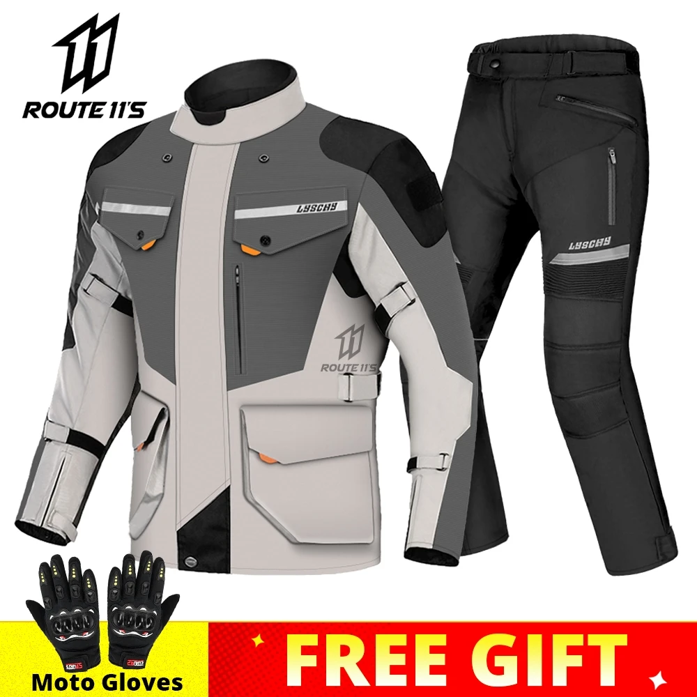 

Мотоциклетная куртка LYSCHY, костюм с брюками, водонепроницаемая зимняя мотоциклетная куртка для езды на мотоцикле, защитное снаряжение, арми...