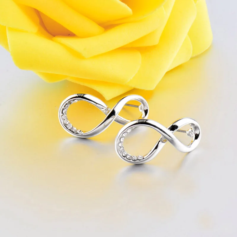 SINLEERY Модные Стразы Бесконечность женские серьги гвоздики из розового цвета: