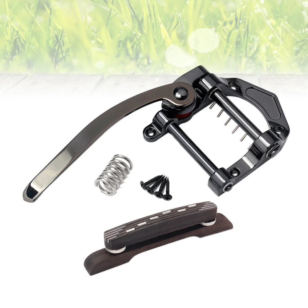 

Jazz Guitar Bridge Rosewood Guitar Vibrato Tailpiece Tremolo for 6 String Archtop Jazz Guitar (Black)