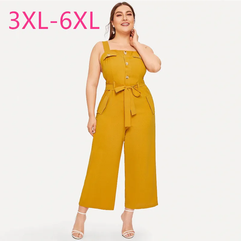 Новинка 2020 Летний комбинезон большого размера для женщин без рукавов тонкий