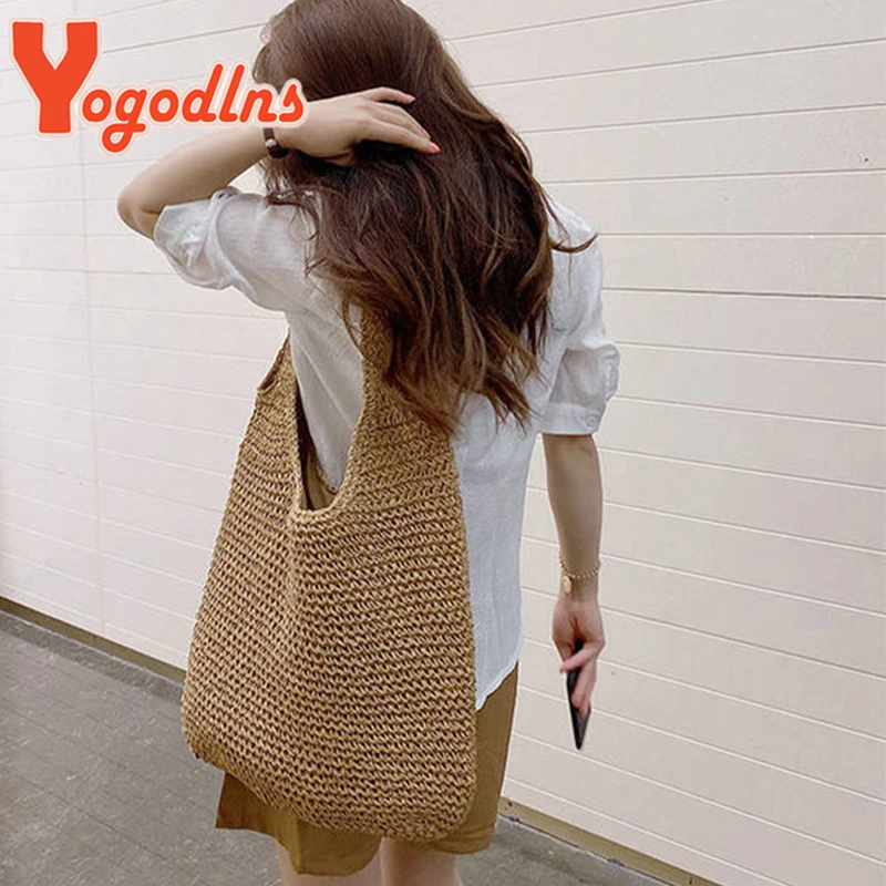 Yogodlns летняя сумочка из соломы женская плетеная сумка ручной работы большая