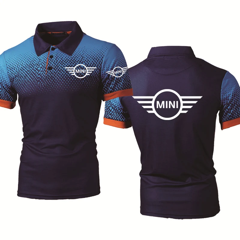 

Summer Fashion Men's POLO shirt Mini car Logo Printing Casual Gradient Splicing casual trend Cotton Men's short sleeve