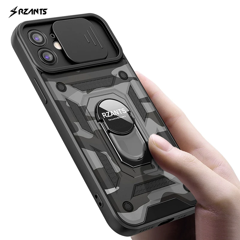 

For iPhone 12 Case Camouflage Shockproof Ring Holder Case Lens Protection Military Cover For iPhone 12 6.1 Rzants