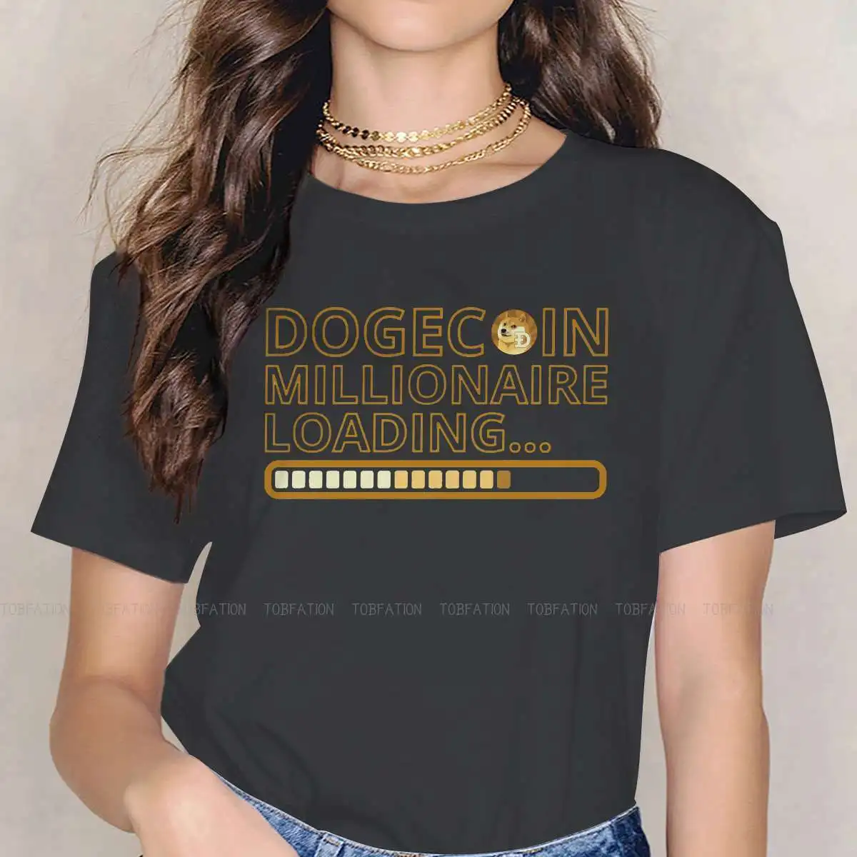 

Millionaire Loading Women's T Shirt Dogecoin Cryptocurrency Miners Meme Ladies Tees Cotton Tops Basic Tshirt Loose 4XL Hipster
