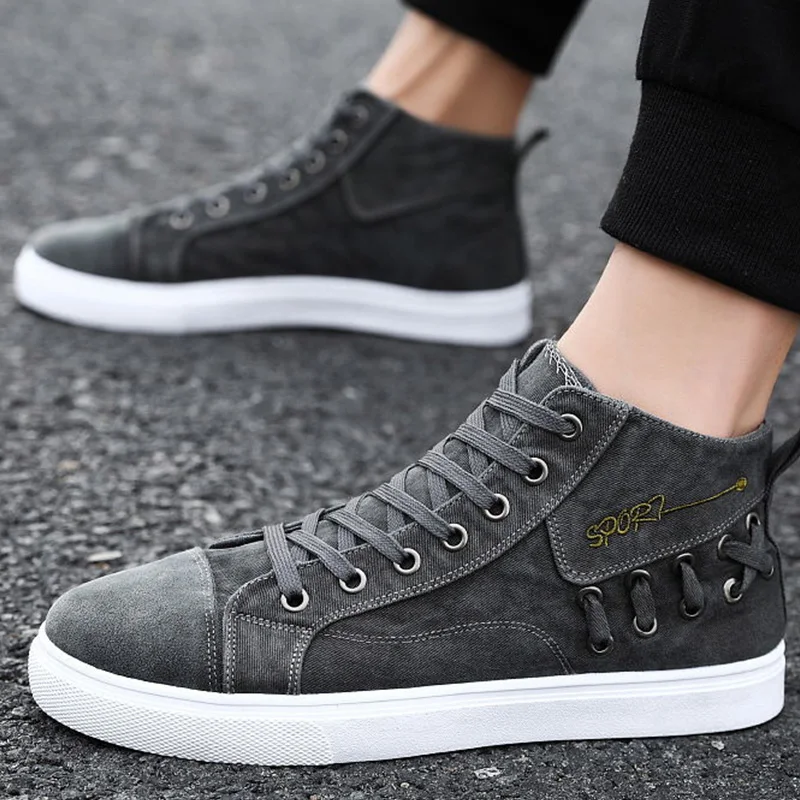 Designer Cross Tied Casual Canvas Shoes Men High Top Sneakers College Students Boys Tenis Sport Male Rubber |