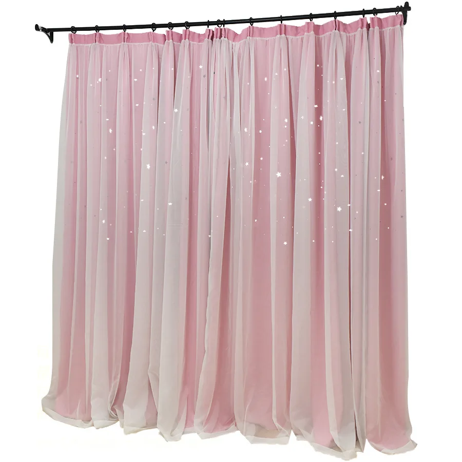 Тканевые занавески для детской с полыми звездами цветные двухслойные оконные