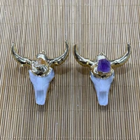 animal bull head shape resin necklace pendant citrine amethyst diy handmade jewelry making jewelry accessories crafts 46x46mm
