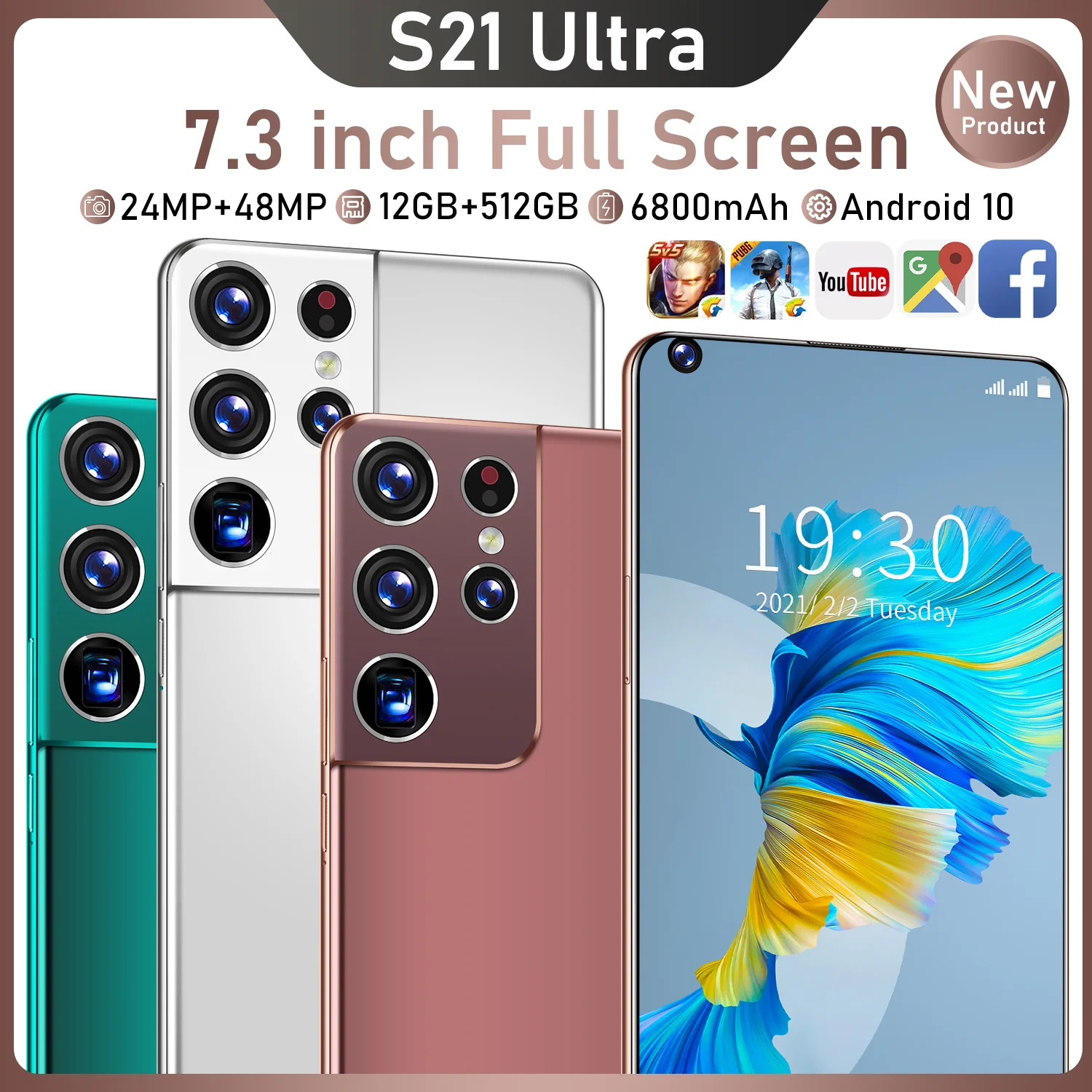 Глобальная версия 7 3 Inch S21Ultra 8 Гб Оперативная память 256 ГБ Встроенная DVI 24 + 48 Мп Andriod