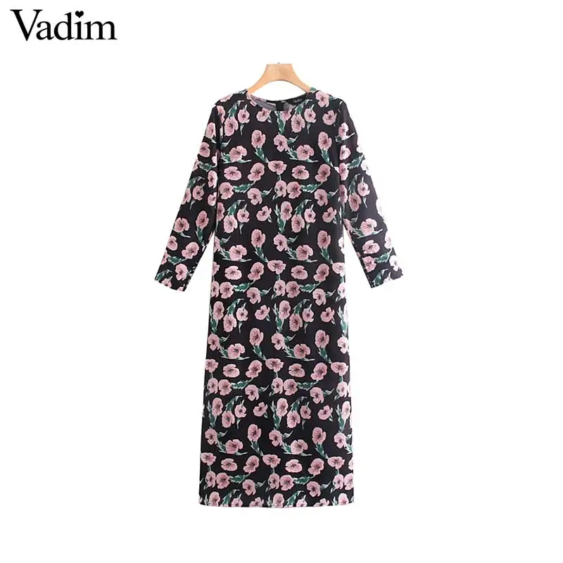 Vadim женское шикарное платье миди с цветочным принтом на молнии сзади круглым