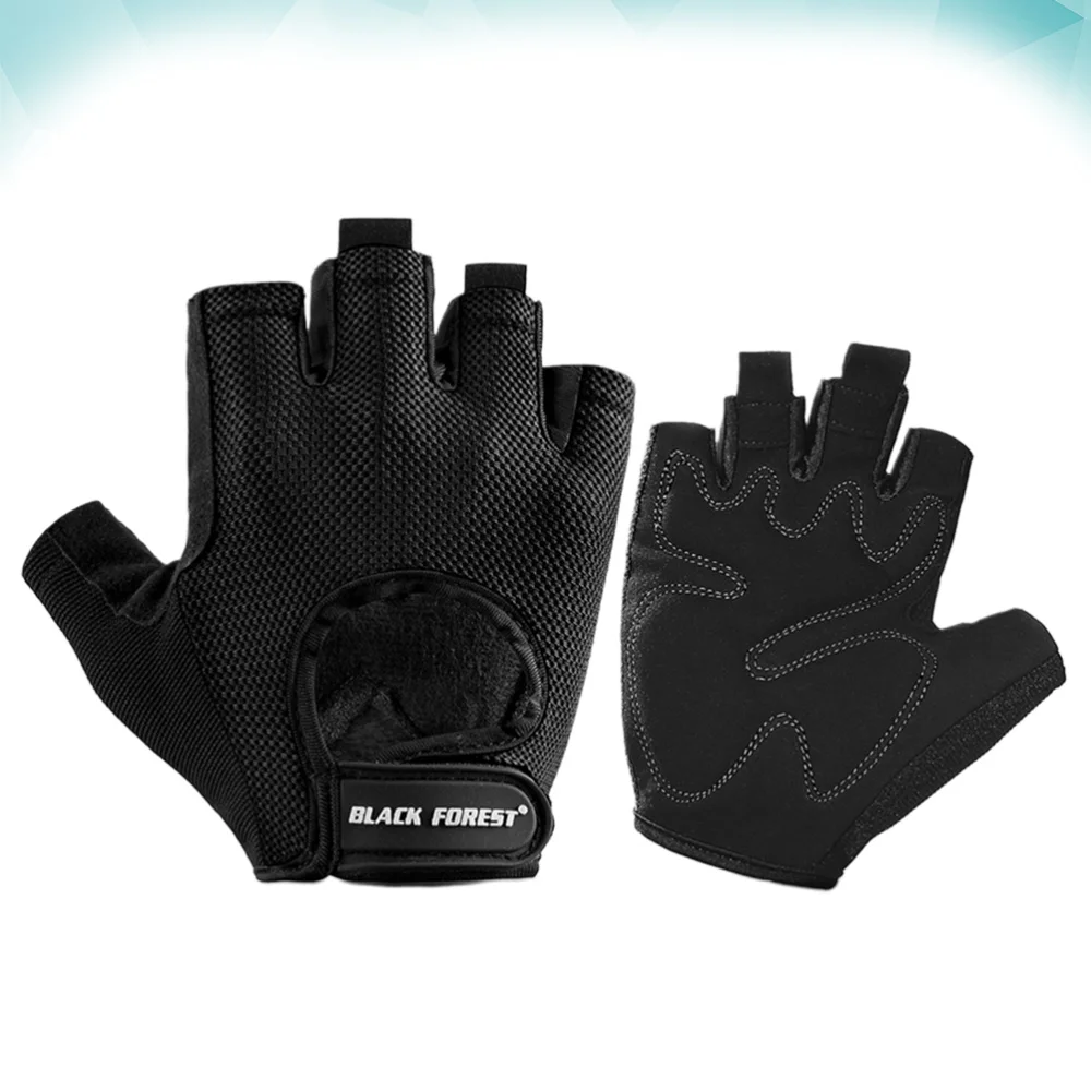 

1 Pair Sports Half-finger Anti-slip Cycling Riding Fitness (Black, Size S)
