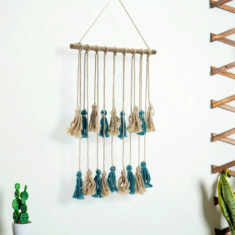 Скандинавское украшение для дома гобелен с кисточками тканые ремесленные