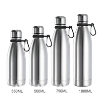 1000ml sports stainless steel water bottle cycling hiking bottles with carabiner ring kids school drinkware 350500750ml