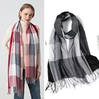 2022 роскошный женский клетчатый шарф, кашемировые шарфы с кисточками, женские шали из фуляра, модные дамские хиджабы, повязки на голову, Пашмина, Bufanda