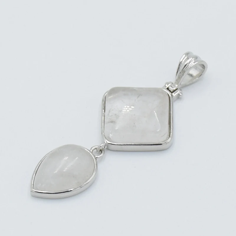 New Water Drop Square Shape Natural Stone Pendant Pink Crystal Quartz Lapis Geometric Pendants for Necklaces Women Men Jewelry | Украшения