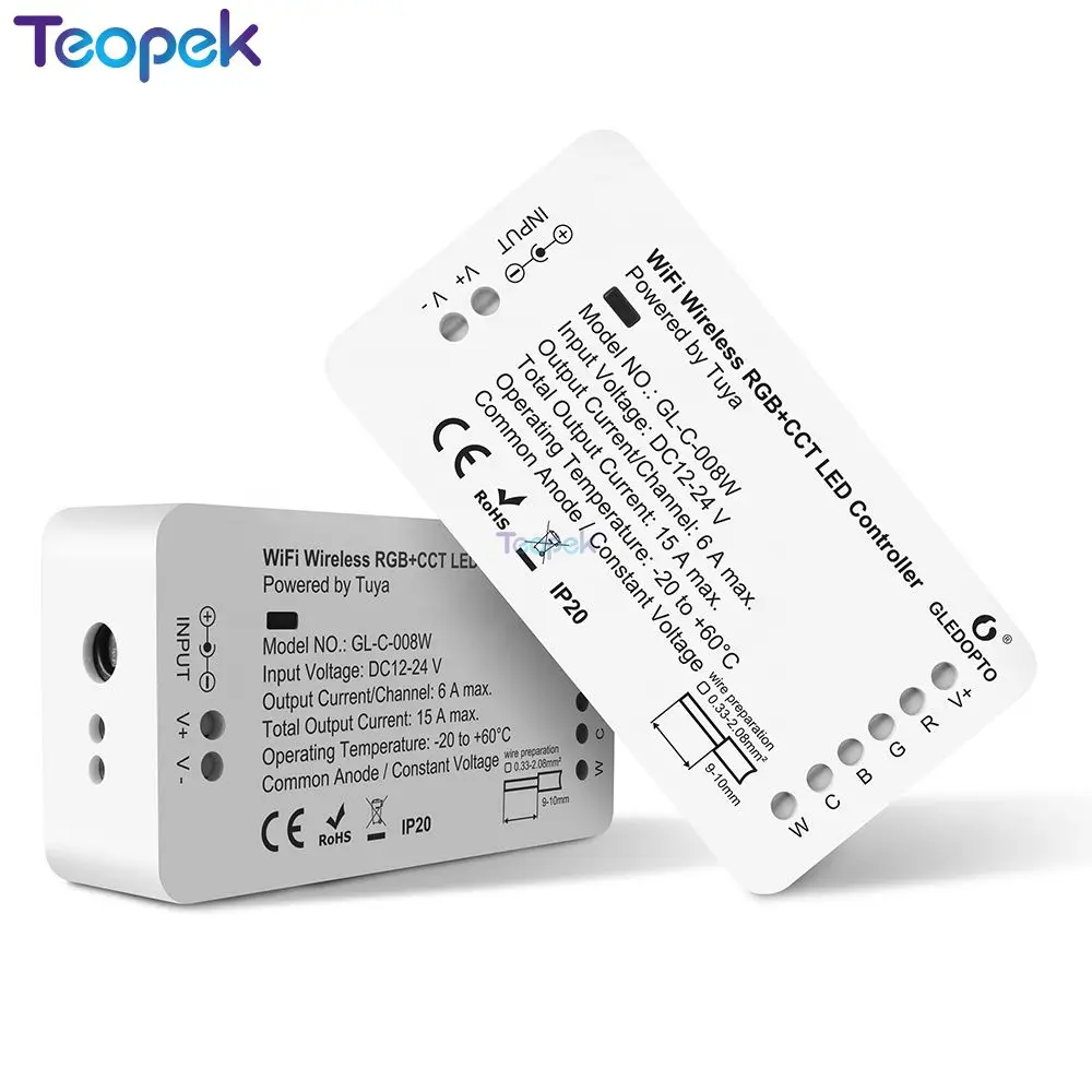 

5 in 1 RGB CCT WiFi LED Controller Tuya Smart Life App Control For RGB RGBW Single Color Strip Light No Hub Require