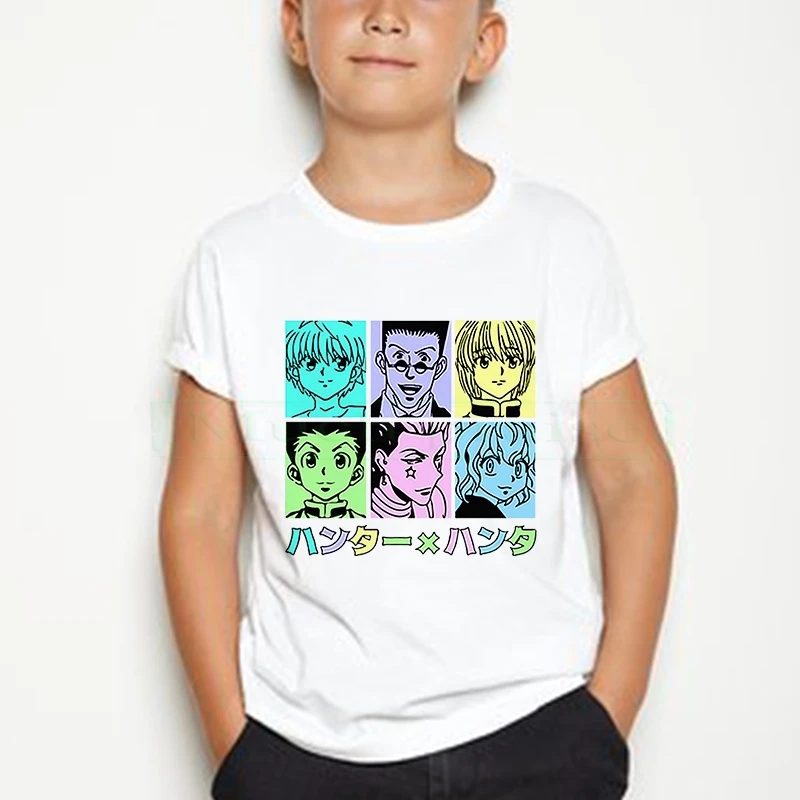 

Cool Hunter X Hunter T-shirt kid 100% Cotton Japanese Anime Manga Hxh Tees Shirt O-neck Short Sleeve Summer Tshirt 4-12 year