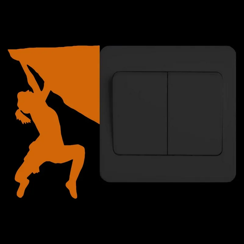 Мультфильм альпинист светится в темноте настенный стикер для выключателя