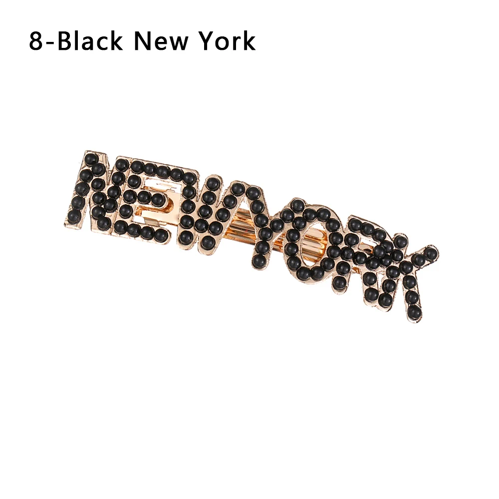 Black New York 1 предмет; Новинка; модные женские туфли жемчужные заколки для волос заколки Нью-Йорк Токио заколка для волос Paris London буквы заколки металлические заколки для волос аксессуары - Окраска металла: Black New York