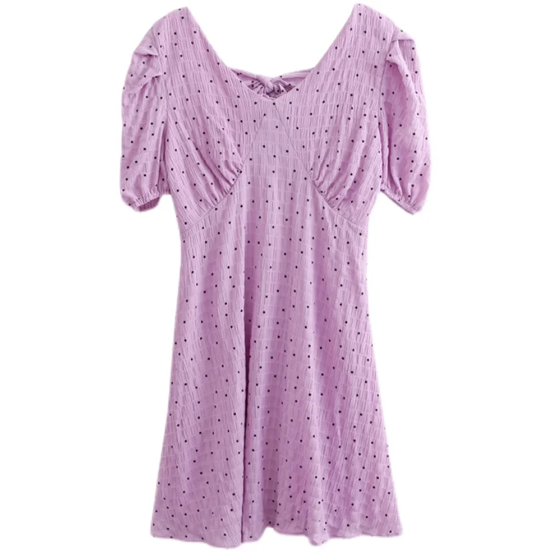 

Hebe&Eos Chiffon Dresses 2021 Fashion Women's Summer Dress Floral Print Sexy V Neck Regular Patchwork A-line Short Sleeve Dress