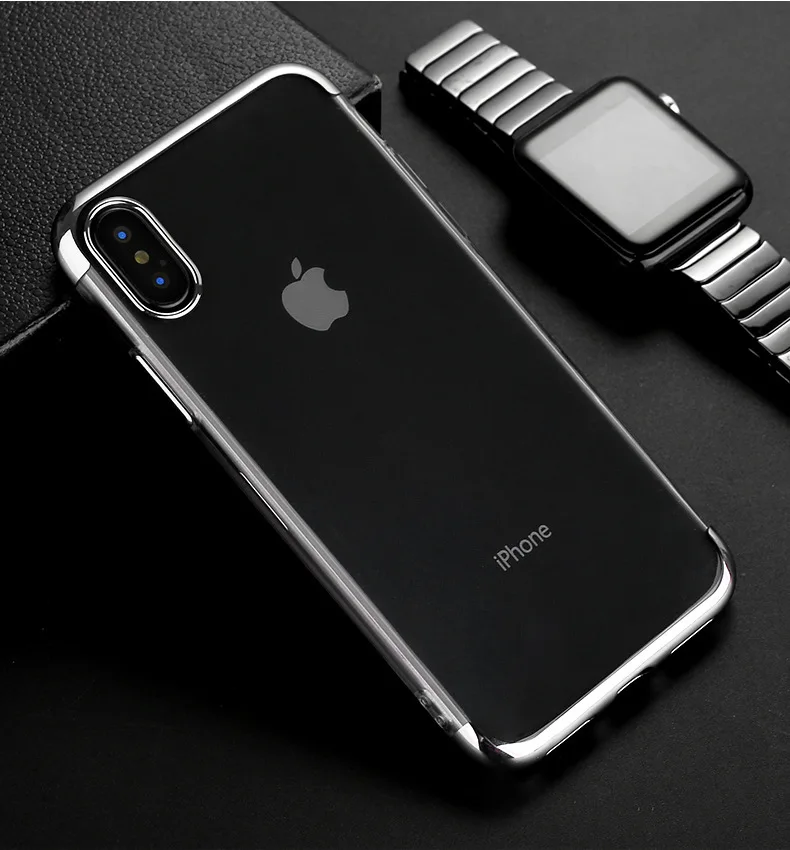 Разноцветный чехол для iPhone XS MAX 6 6s 7 8 Plus X Filminess цветной чехол для телефона Прозрачный Роскошный чехол - Цвет: Серебристый