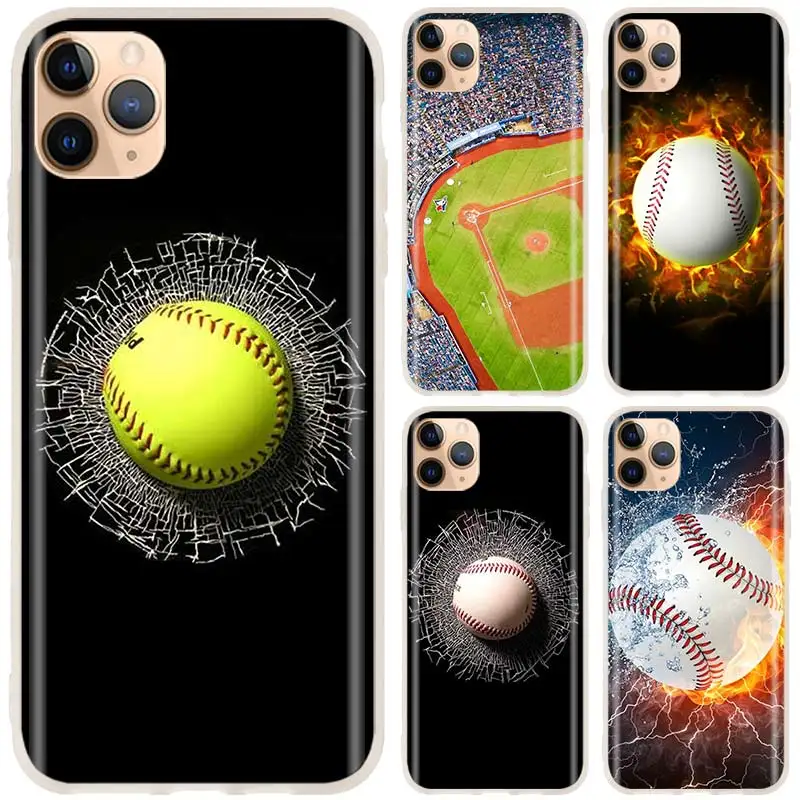 

Silicone Soft Phone Coque Shell Case For Apple iPhone 13 12 11 Pro X XS Max XR 6 6S 7 8 Plus Mini SE 2020 Baseball Sport