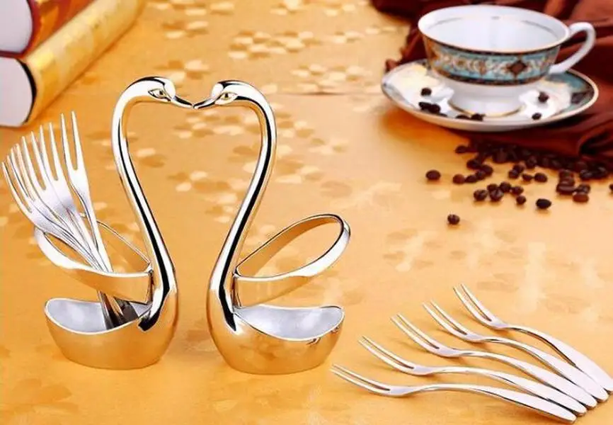 3 фруктовая пищевая вилка ложка нож классический стиль столовые приборы Лебедь