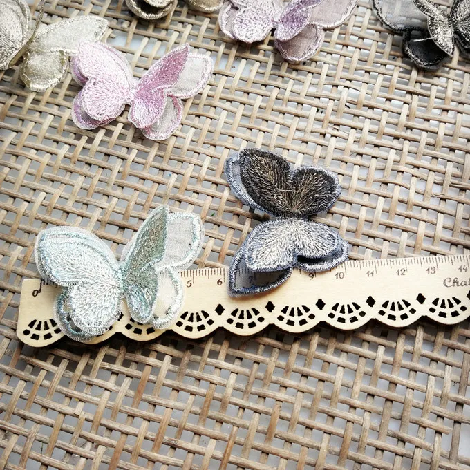10 шт./лот двухслойная аппликация в виде бабочки кружевная нашивка аксессуары для
