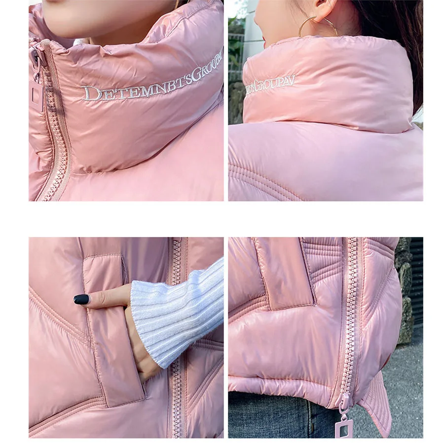 

Fashion Cotton Jackets Waistcoat Girl 2020 Winter Coats New Korean Style Loose Stand-up Collar Down Cotton Vest Short Jacket 613
