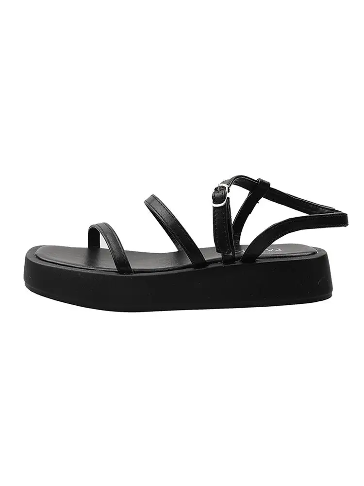

Black Platform Sandals Open Toe 2021 Women's Buckle Strap Ladies Shoes Summer All-Match Clogs Wedge Suit Female Beige Med Espadr