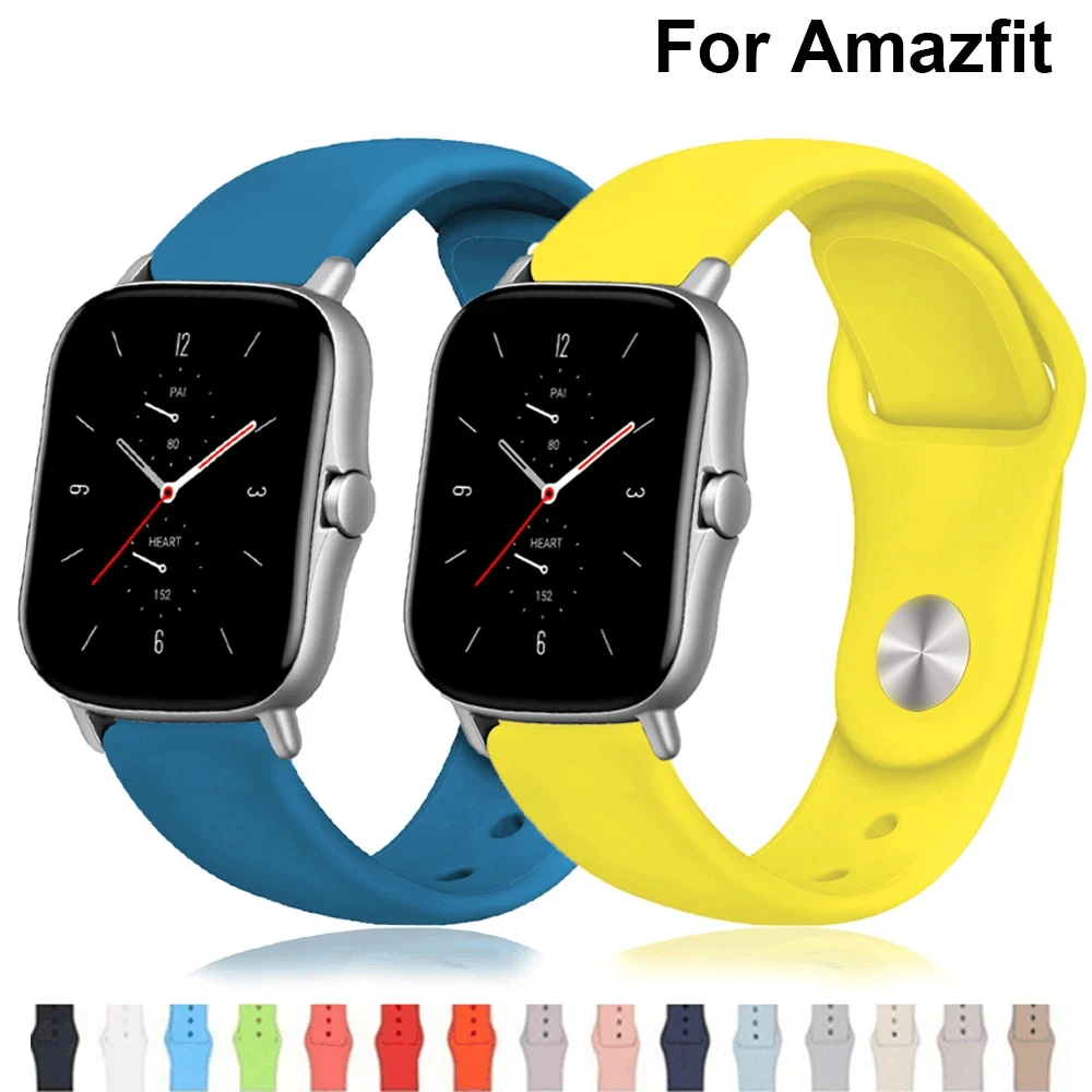 

20mm 22mm band For amazfit gts 2/2e/bip/GTR 42mm/47mm/correa stratos 2/3 wrist smart watch silicone bracelet amazfit gtr 3 strap