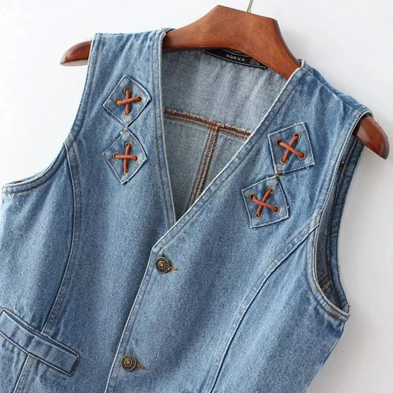 Модная тонкая ковбойская мужская куртка на шнуровке жилет рваный джинсовый