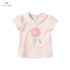 DBJ17480 нижнее белье в стиле бренда dave bellaлетнее платье для маленьких девочек, милое платье с бантом; Цветочный принт; Футболка для детей топы для девочек, детская мода, футболки