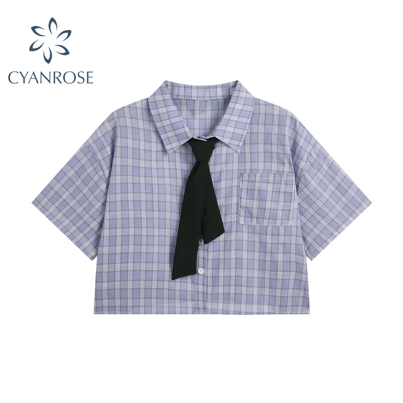 Purpple женская рубашка в клетку Корейском стиле милые свободные свитера Кардиган с