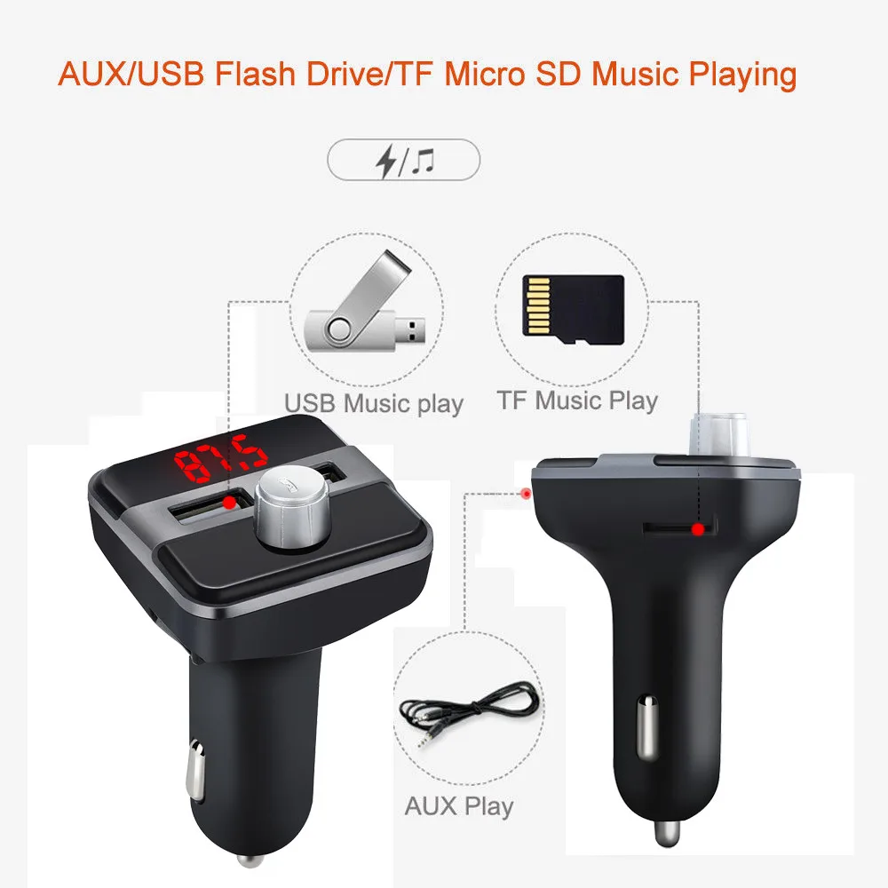 Беспроводной Bluetooth Автомобильный MP3-плеер громкой связи fm-передатчик радио lcd 2 USB громкой связи поддержка TF карта 3.1A автомобильное зарядное устройство# P3