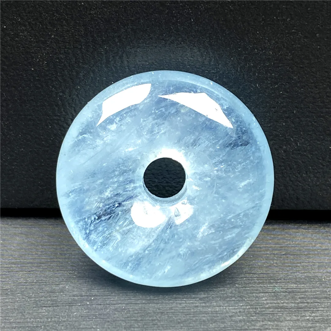 

Top Natural Ocean Blue Aquamarine Peace Buckle Pendant For Women Lady Men Healing Crystal Gift Round Beads Stone Jewelry AAAAA