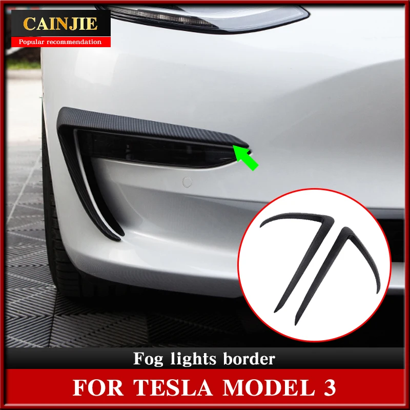 

For Tesla Model 3 2022 Accessories Carbon Fiber ABS Model3 Fog lights border Lamp Model Three 2021 Sports kit spoiler sticker