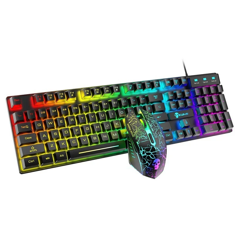 

Wired Gaming Keyboard and Mouse 104 Keycaps RGB Backlight keyboard 2400DPI Mouse Gamer Kit For Laptop Desktop PC Computer