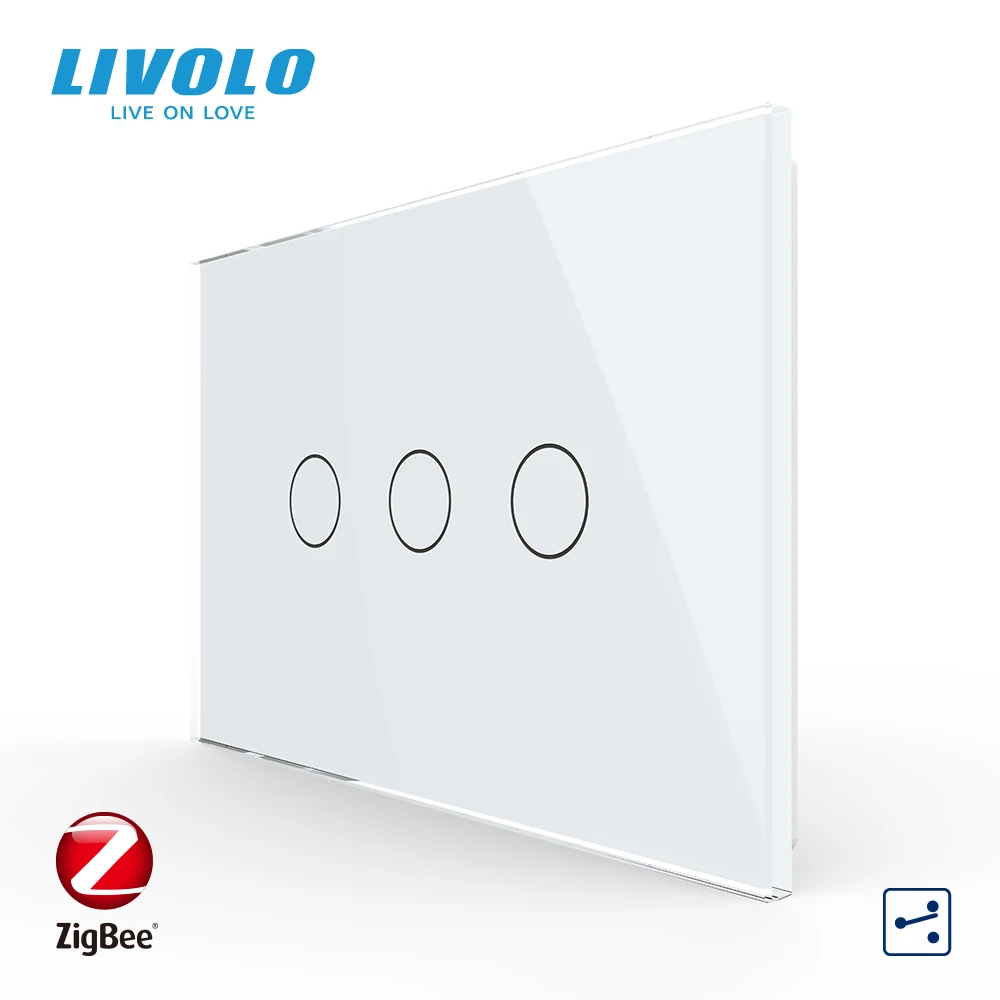 

Умный выключатель Livolo Zigbee, настенный сенсорный выключатель, 2 канала, Wi-Fi, управление через приложение Google Home, Alexa, Intellige