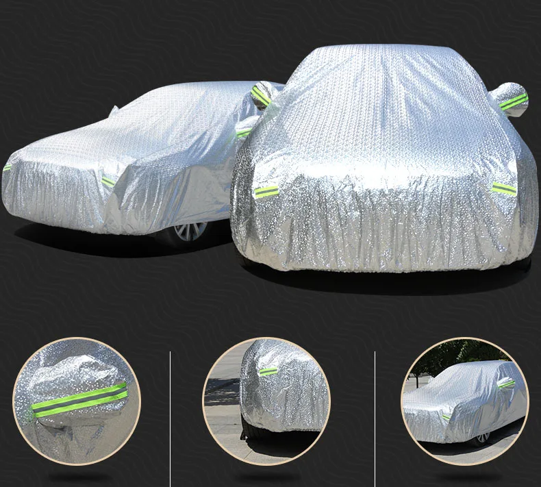 Thick Car Cover 3 Layer Aluminum Foil Waterproof Sun Rain Resistant Auto Cover for volkswagen mercedes toyota honda car covers