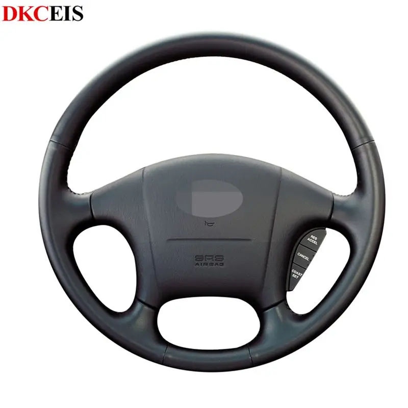 Прошитая вручную Черная мягкая искусственная кожа PU чехол рулевого колеса