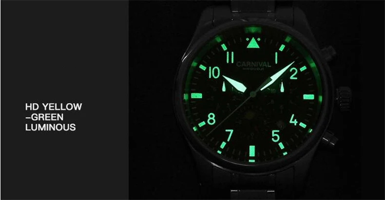 Роскошные карнавальные черные стальные светящиеся Мужские автоматические часы механические с автоматическим заводом мужские часы mekanik kol saati relogio