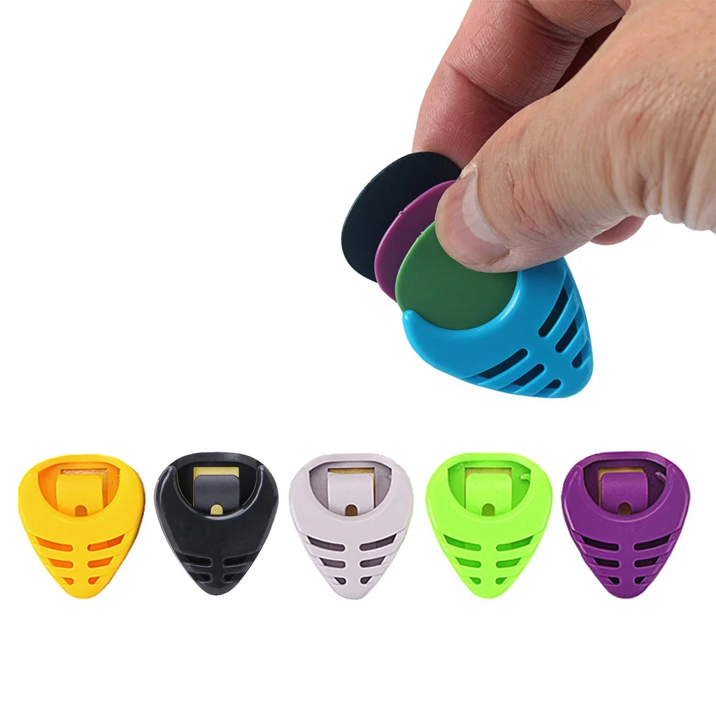 OOTDTY Portable Plastic Guitar Pick Plectrum Holder Case Box Acoustic Heart Shaped | Спорт и развлечения