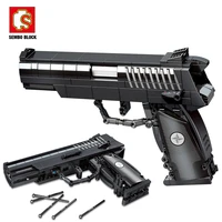 sembo 429pcs military diy weapon glock gun 92 automatic pistol model building blocks shooting game assembly bricks toys children