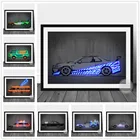 Светодиодный неоновый постер в виде автомобиля в скандинавском стиле, современные бетонные настенные художественные принты, Картина на холсте, Настенная картина для декора комнаты мальчика, Настенная картина