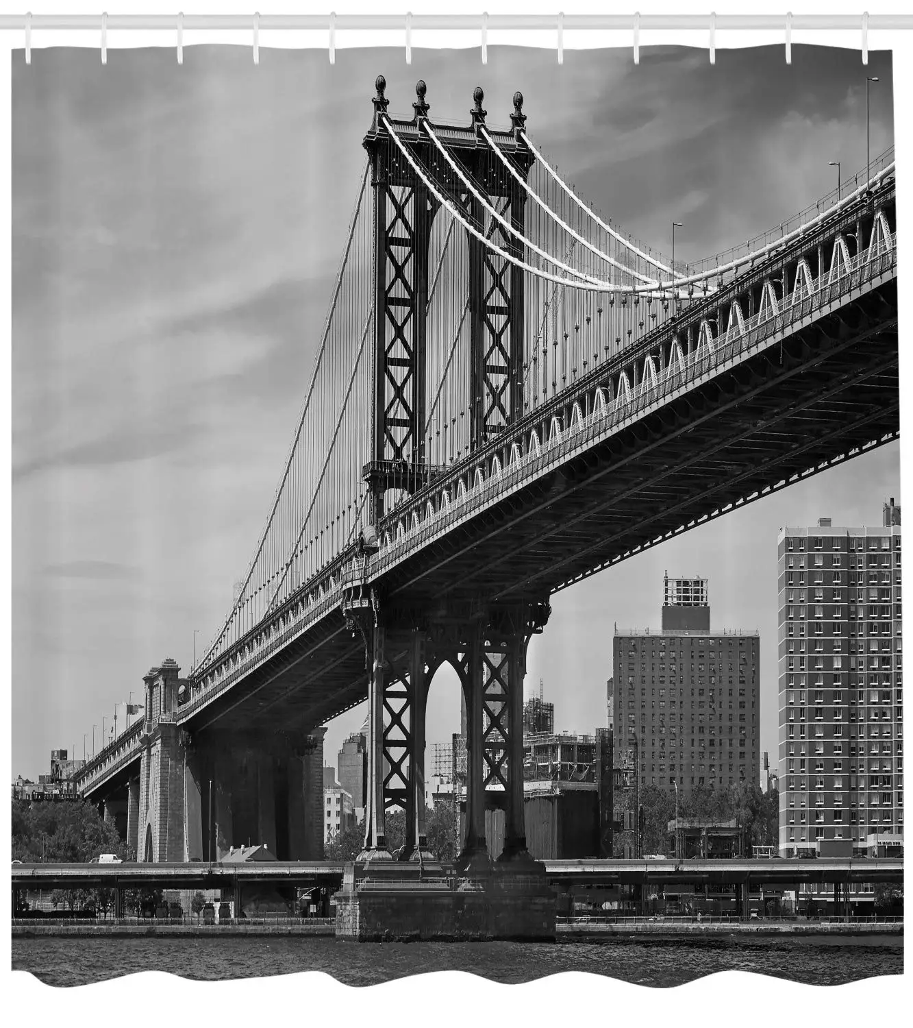 Нью Йорк занавеска для душа мост NYC Винтаж Восток Хадсон река изображение США