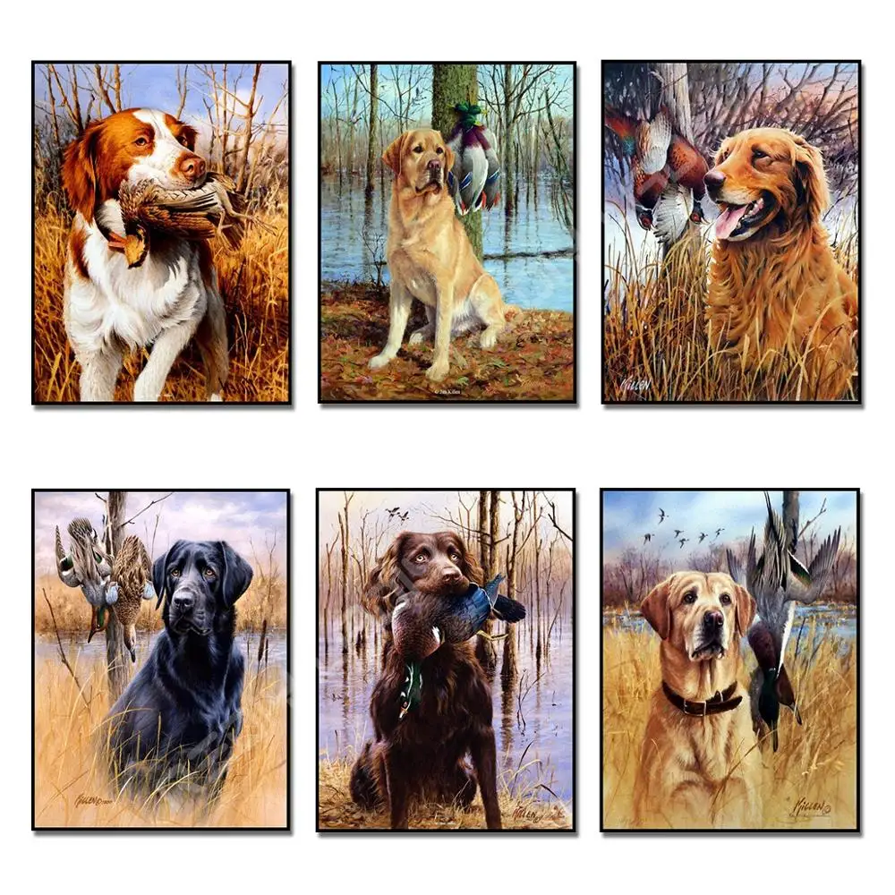 Алмазная картина вышивка крестом охотник собаки животные стразы полностью