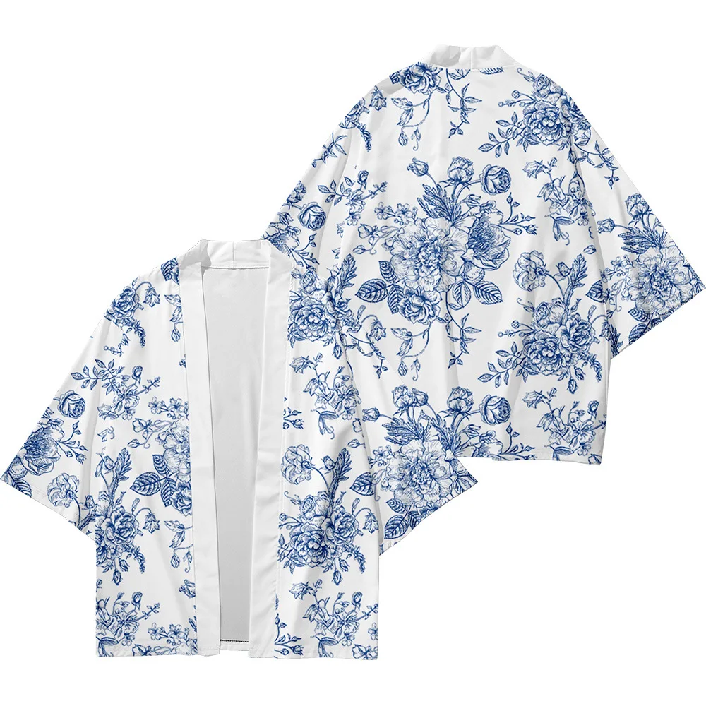 

White 2021 New 6XL 5XL 4XL Fashion Beach Japanese Kimono Kimetsu No Yaiba Robe Cardigan Men Shirts Yukata Haori Women's Clothing