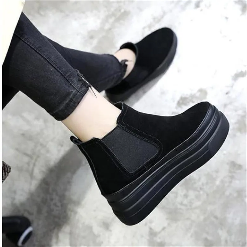 Женские Брендовые ботильоны на высокой платформе осенне-зимние туфли из