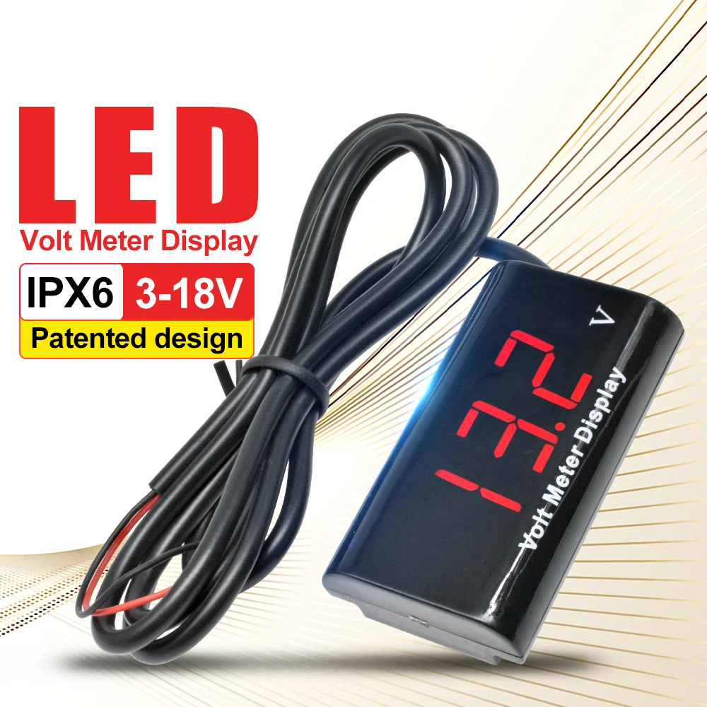 Красный 12V 0,56 ''Мини цифровой вольтметр тестер 2-проводной IPX6 водонепроницаемый вольтметр для автомобиля, мотоцикла, велосипеда Напряжение щитовой измерительный прибор для ребенка возрастом 3-18V - Цвет: Красный
