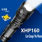 Суперъяркий фонарь лм, перезаряжаемый через USB фонарик XHP160 XHP50 высокой мощности, тактический светильник онарь, фонарь для кемпинга, работы